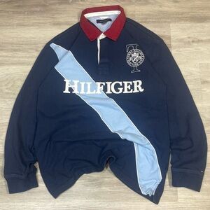 Tommy Hilfiger Navy Blue long Sleeve Rugby Shirt sz XL